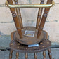 Pair of Vintage Old Reclaimed Salvaged Tall High Upholstered Vinyl SOLID Wood Wooden Side Bar Stool Dining Chair Seat Backrest Tavern