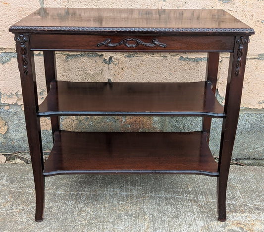 Antique Vintage Old Reclaimed Salvaged 3 Tier Solid Mahogany Wood Wooden Side End Accent Table Lamp Plant Stand Nightstand Shelf