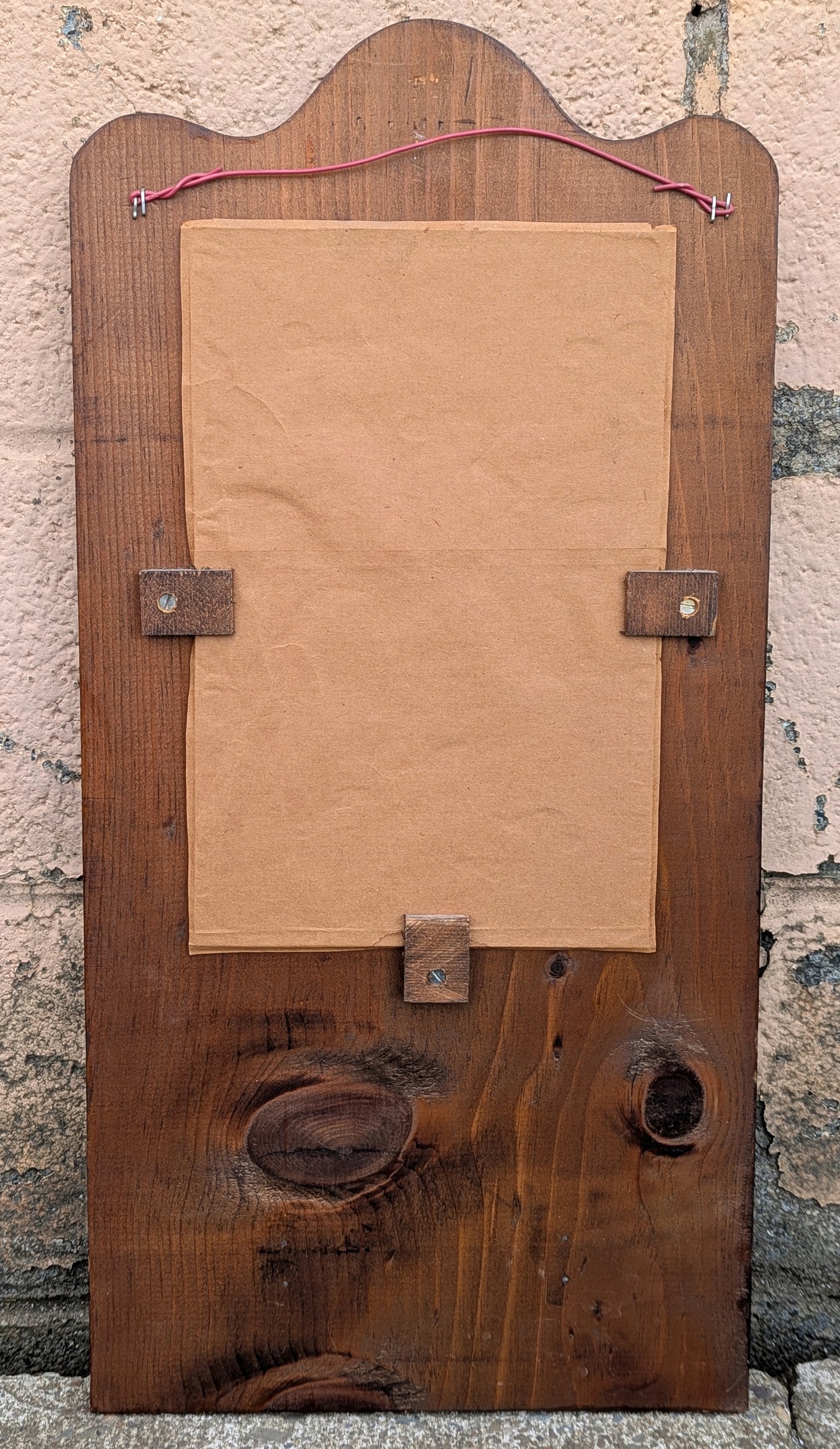 11"x24" Vintage Antique Old Reclaimed Salvaged SOLID Wood Wooden Hanging Wall Mirror Shaving Box Compartment Holder Glass