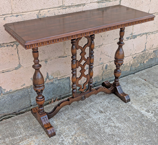 Antique Vintage Old Reclaimed Salvaged SOLID Carved Walnut Wood Wooden Neo-Classical Side End Hall Accent Foyer Sofa Lamp Table Stand