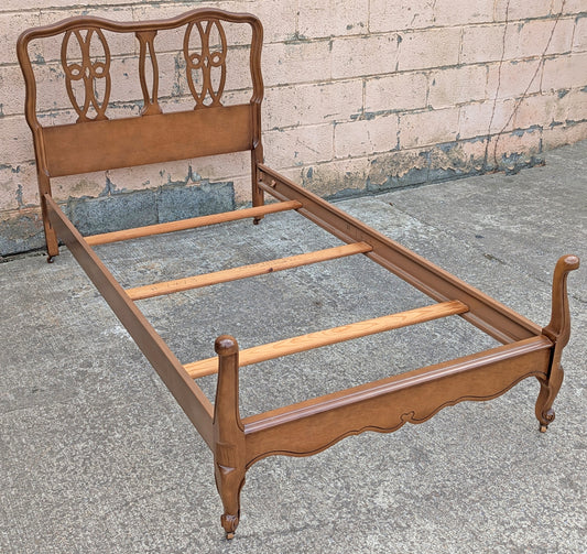 2 Sets Available Vintage Antique Old Reclaimed Salvaged SOLID Fruitwood Wood Wooden Twin Size Bed Frames Head Board Rail Slat Set