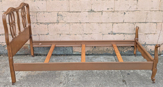 2 Sets Available Vintage Antique Old Reclaimed Salvaged SOLID Fruitwood Wood Wooden Twin Size Bed Frames Head Board Rail Slat Set