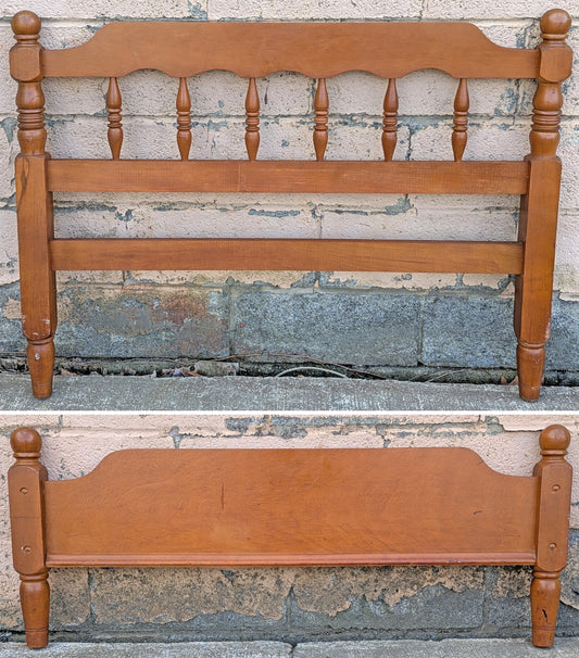 Vintage Antique Old Salvaged Reclaimed SOLID Wood Wooden Twin Size Bed Frame Head Foot Board Headboard Set