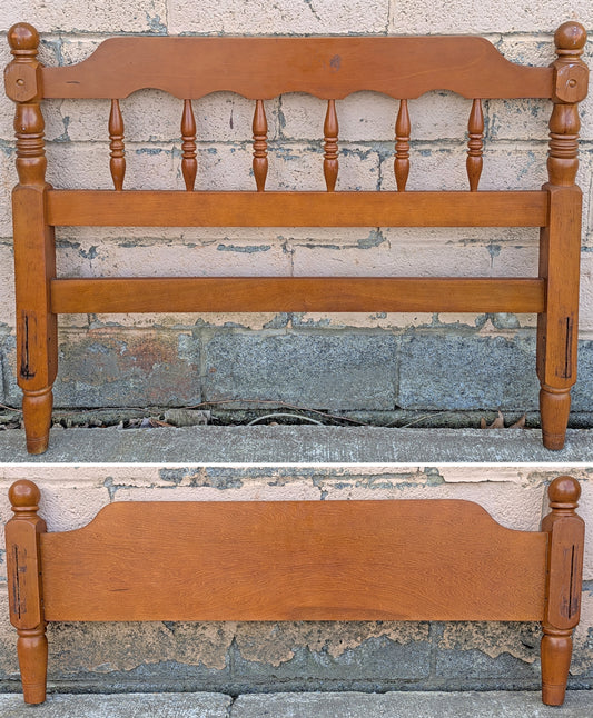 Vintage Antique Old Salvaged Reclaimed SOLID Wood Wooden Twin Size Bed Frame Head Foot Board Headboard Set
