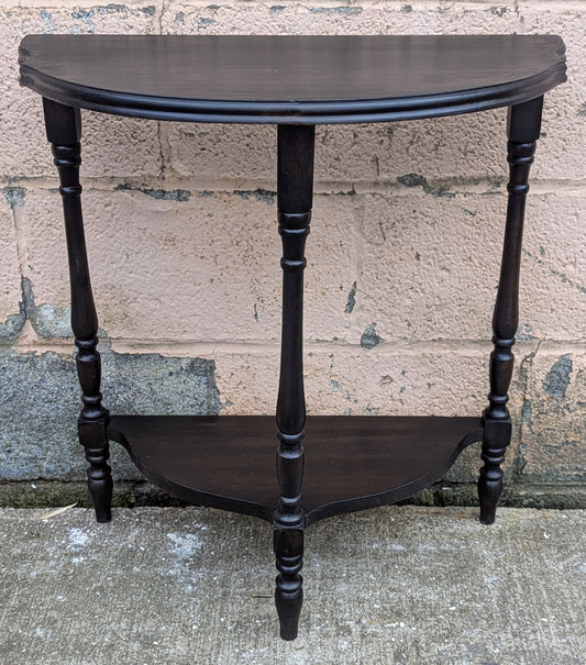 Vintage Antique Old Reclaimed Salvaged Solid Wood Wooden Console Half Round Semi Circle Lamp End Side Pedestal Table Plant Stand