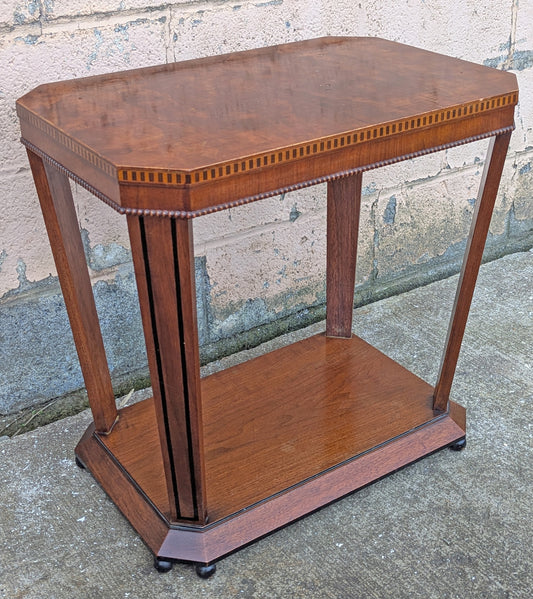 Antique Vintage Old Reclaimed Salvaged Imperial Furniture Co. SOLID Walnut Wood Wooden End Side Hall Shelf Accent Table Lamp Plant Stand
