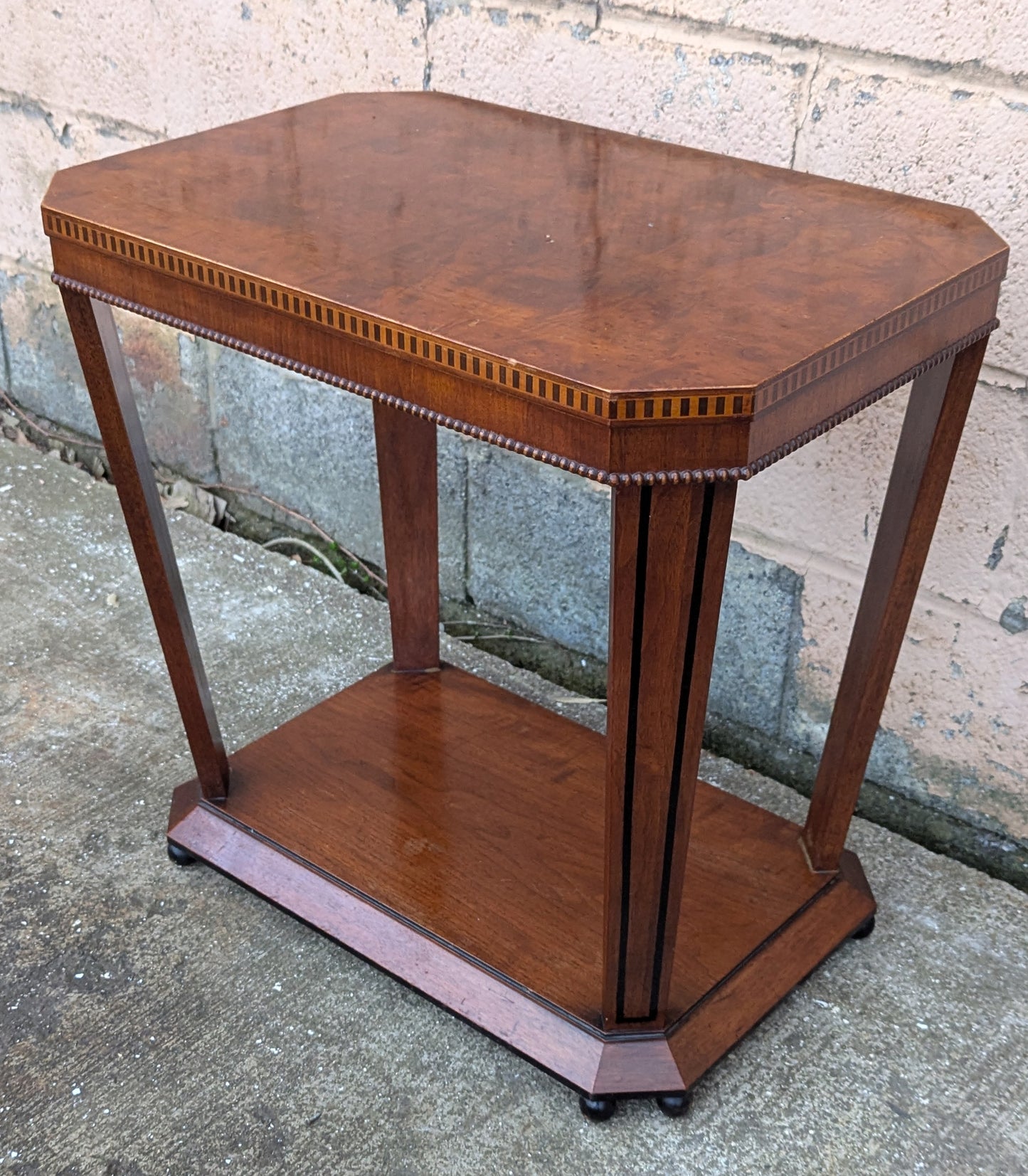 Antique Vintage Old Reclaimed Salvaged Imperial Furniture Co. SOLID Walnut Wood Wooden End Side Hall Shelf Accent Table Lamp Plant Stand
