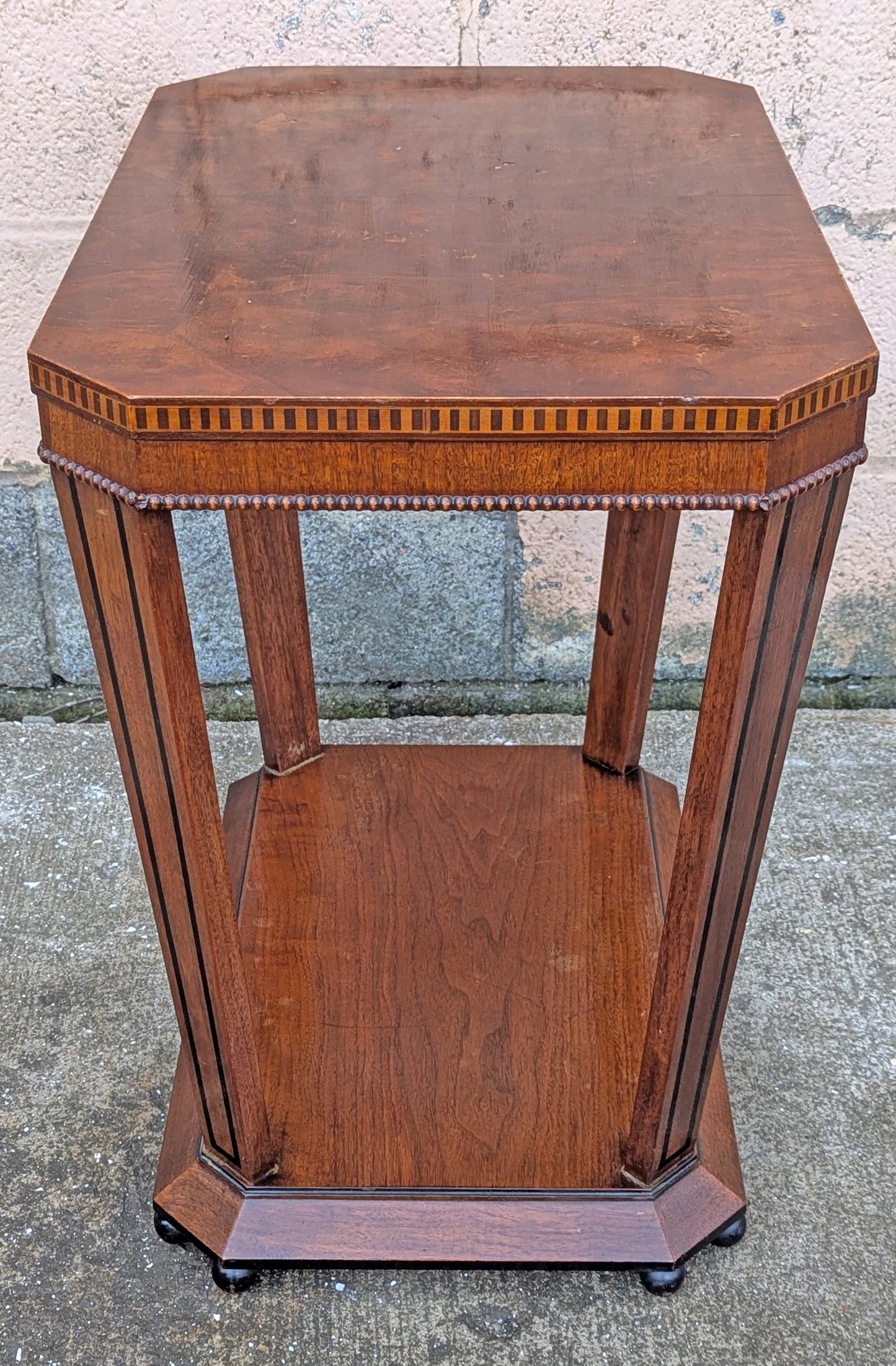 Antique Vintage Old Reclaimed Salvaged Imperial Furniture Co. SOLID Walnut Wood Wooden End Side Hall Shelf Accent Table Lamp Plant Stand