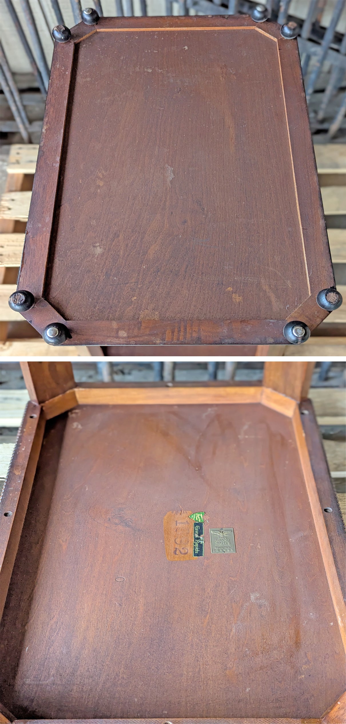 Antique Vintage Old Reclaimed Salvaged Imperial Furniture Co. SOLID Walnut Wood Wooden End Side Hall Shelf Accent Table Lamp Plant Stand
