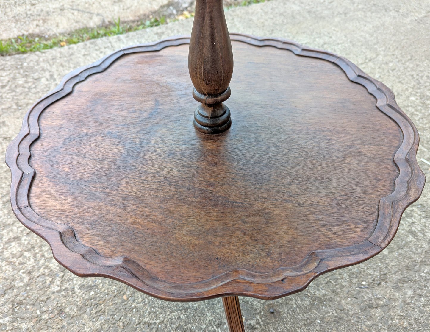 Antique Vintage Old Reclaimed Salvaged SOLID Walnut Wood Wooden 2 Tier Pie Crust Butler Dumbwaiter End Side Hall Dining Table Food Stand