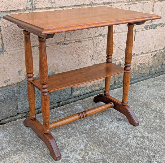 Vintage Antique Old Reclaimed Salvaged SOLID Wood Wooden End Side Hall Shelf Accent 2 Tier Table Stand