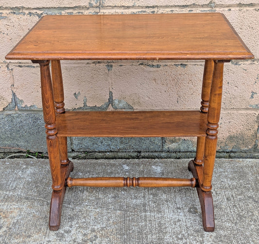 Vintage Antique Old Reclaimed Salvaged SOLID Wood Wooden End Side Hall Shelf Accent 2 Tier Table Stand
