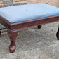 Vintage Antique Old Reclaimed Salvaged Bombay Company SOLID Wood Wooden Kneeling Bench Foot Stool Ottoman Stand Seat Blue Fabric