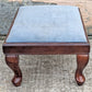 Vintage Antique Old Reclaimed Salvaged Bombay Company SOLID Wood Wooden Kneeling Bench Foot Stool Ottoman Stand Seat Blue Fabric