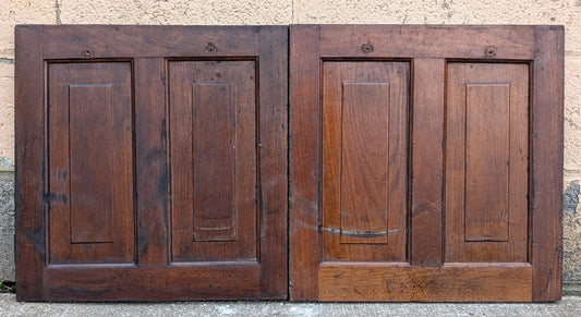 Pair 37"x19" Antique Vintage Old Reclaimed Salvaged SOLID Wood Wooden Cabinet Pantry Door 2 Raised Panels
