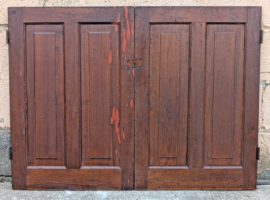 Pair 37"x28" Antique Vintage Old Reclaimed Salvaged SOLID Wood Wooden Cabinet Pantry Door 2 Raised Panels