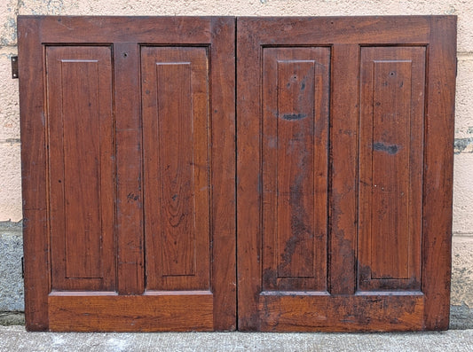 Pair 37"x28" Antique Vintage Old Reclaimed Salvaged SOLID Wood Wooden Cabinet Pantry Door 2 Raised Panels