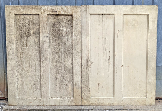 Pair 47"x33" Antique Vintage Old Reclaimed Salvaged SOLID Wood Wooden Cabinet Pantry Door 2 Raised Panels