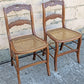 Pair of Vintage Antique Old Reclaimed Salvaged SOLID Mahogany Wood Wooden Side Dining Accent Chair Caned Seats Backrests