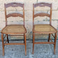 Pair of Vintage Antique Old Reclaimed Salvaged SOLID Mahogany Wood Wooden Side Dining Accent Chair Caned Seats Backrests
