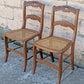 Pair of Vintage Antique Old Reclaimed Salvaged SOLID Mahogany Wood Wooden Side Dining Accent Chair Caned Seats Backrests