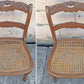 Pair of Vintage Antique Old Reclaimed Salvaged SOLID Mahogany Wood Wooden Side Dining Accent Chair Caned Seats Backrests