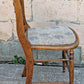 Pair Vintage Antique Old Reclaimed Salvaged SOLID Walnut Wood Wooden Side Dining Accent Chairs Nature Floral Fabric Upholstered Seat