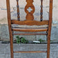 Pair Vintage Antique Old Reclaimed Salvaged SOLID Walnut Wood Wooden Side Dining Accent Chairs Nature Floral Fabric Upholstered Seat