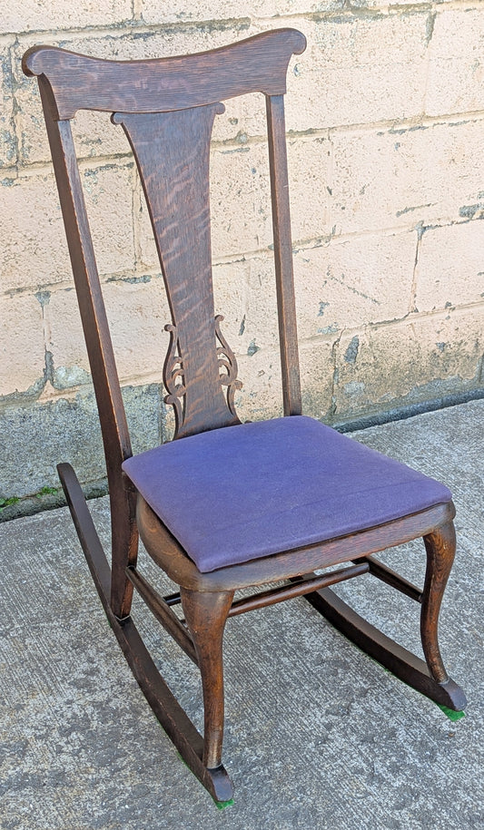 Antique Vintage Old Reclaimed Salvaged SOLID Oak Wood Wooden Child Children Adult Kid Porch Patio Foyer Sunroom Knitting Rocking Rocker Chair