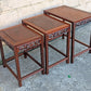 Set of Small Vintage Antique Old Solid Mahogany Wood Wooden Carved Serpentine Square Nesting Nested Stacked Stand Side Accent Tables