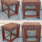 Set of Small Vintage Antique Old Solid Mahogany Wood Wooden Carved Serpentine Square Nesting Nested Stacked Stand Side Accent Tables