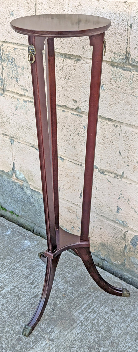Vintage Antique Old "Bombay Company" Neo Classical Style SOLID Cherry Fruit Wood Wooden Lamp End Side Plant Hall Table Stand Shelf Circular