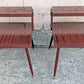 Pair of Vintage Antique Old Mid Century Atomic Era SOLID Wooden Wood & Formica Wooden 2 Tier End Side Accent Lamp Tables Night Stand Shelf