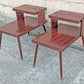Pair of Vintage Antique Old Mid Century Atomic Era SOLID Wooden Wood & Formica Wooden 2 Tier End Side Accent Lamp Tables Night Stand Shelf