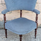 Antique Vintage Old Reclaimed Salvaged SOLID Hard Wood Wooden Fabric Upholstery Upholstered Armrest Armchair Side Lounge Seat Corner Tub Barrel Cushion Chair