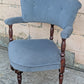 Antique Vintage Old Reclaimed Salvaged SOLID Hard Wood Wooden Fabric Upholstery Upholstered Armrest Armchair Side Lounge Seat Corner Tub Barrel Cushion Chair