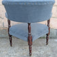 Antique Vintage Old Reclaimed Salvaged SOLID Hard Wood Wooden Fabric Upholstery Upholstered Armrest Armchair Side Lounge Seat Corner Tub Barrel Cushion Chair