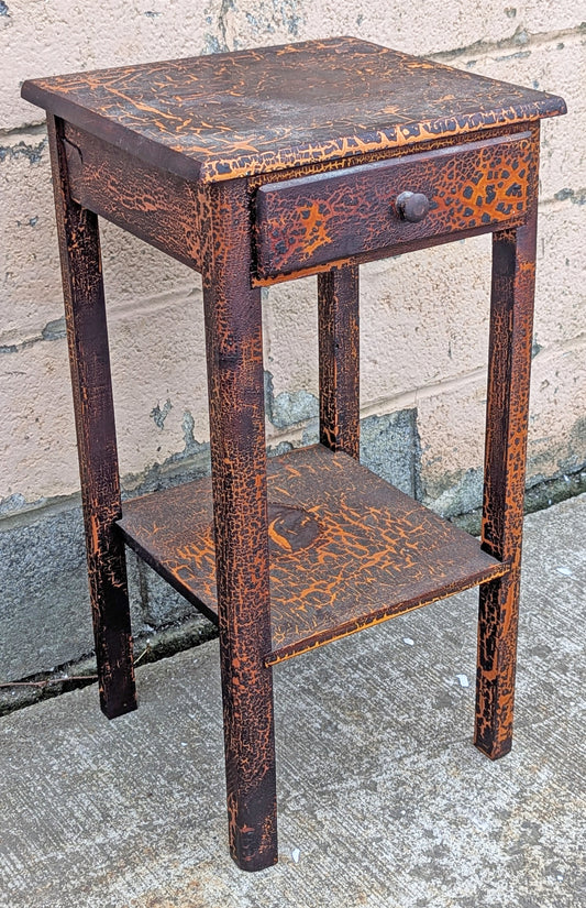 Antique Vintage Old Reclaimed Salvaged Distressed Burnished SOLID Wood Wooden Side End Hall Corner Sofa Couch Table Night Stand Shelf Drawer