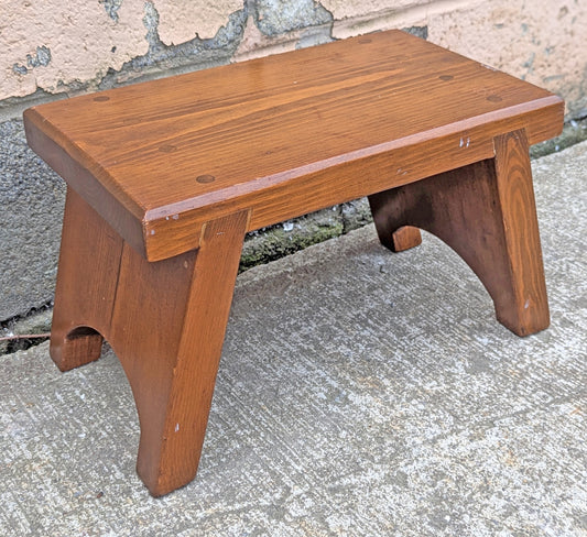 Small Vintage Antique Old Handcrafted Handmade Solid Wood Wooden Table Foot Step Stool Plant Stand Side Accent Chair Seat Garden Bench