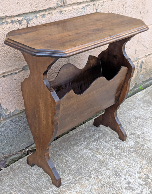 Antique Vintage Victorian Old Reclaimed Salvaged SOLID Wood Wooden Carved Side End Hall Accent Sofa Serpentine Table Plant Lamp Stand