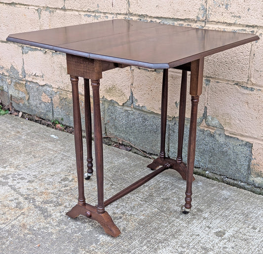 Vintage Antique Reclaimed Salvaged SOLID Cherry Wood Wooden Drop Leaf Gate Leg Gateleg End Accent Side Dining Table