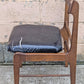 Vintage Antique Reclaimed Salvaged Mid-Century Modern SOLID Walnut Wood Wooden Side Dining Lounge Accent Chair Upholstered Vinyl Fabric Seat
