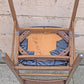 Vintage Antique Reclaimed Salvaged Mid-Century Modern SOLID Walnut Wood Wooden Side Dining Lounge Accent Chair Upholstered Vinyl Fabric Seat