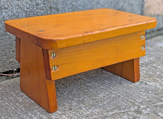 Small Vintage Antique Old Handcrafted Handmade Solid Wood Wooden Table Foot Step Stool Plant Stand Side Accent Chair Seat Garden Bench