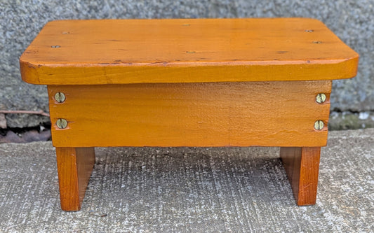 Small Vintage Antique Old Handcrafted Handmade Solid Wood Wooden Table Foot Step Stool Plant Stand Side Accent Chair Seat Garden Bench