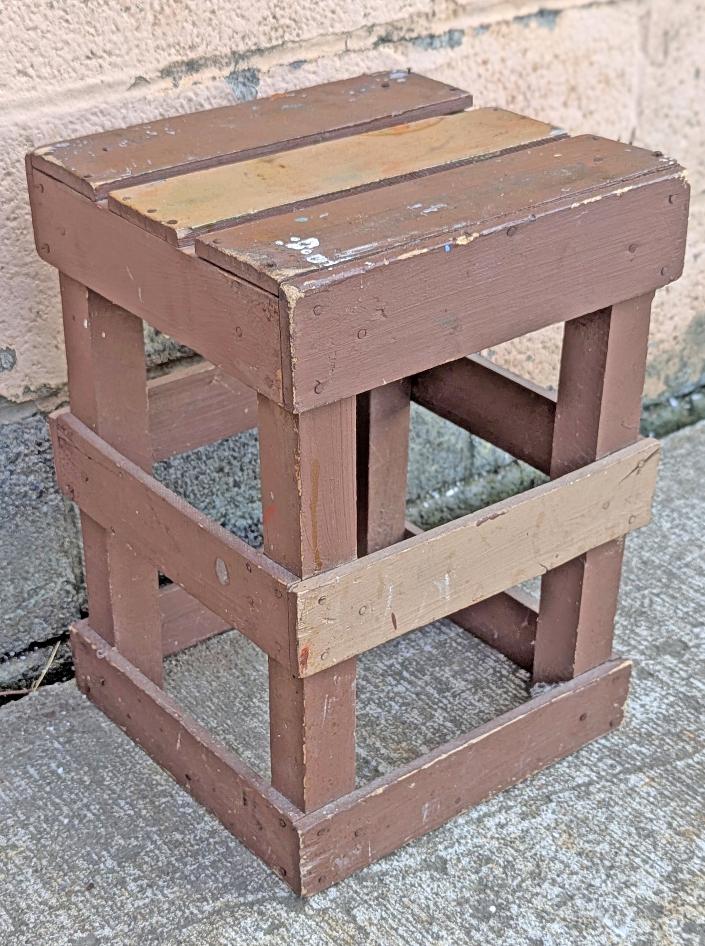 Vintage Antique Old Reclaimed Salvaged SOLID Wood Wooden Crate Box Bin Table Foot Step Stool Plant Stand Side Accent Chair Seat Garden Bench