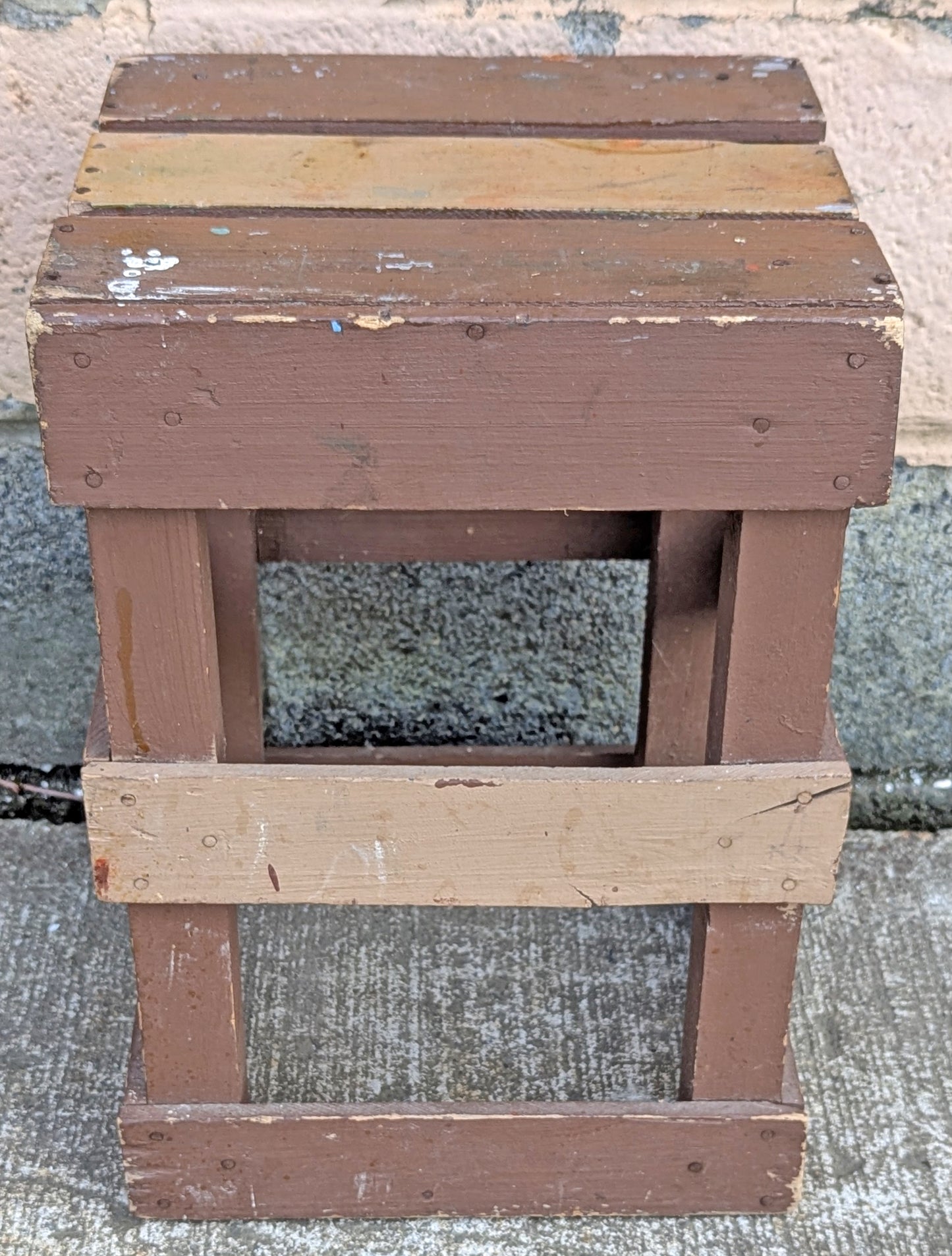 Vintage Antique Old Reclaimed Salvaged SOLID Wood Wooden Crate Box Bin Table Foot Step Stool Plant Stand Side Accent Chair Seat Garden Bench