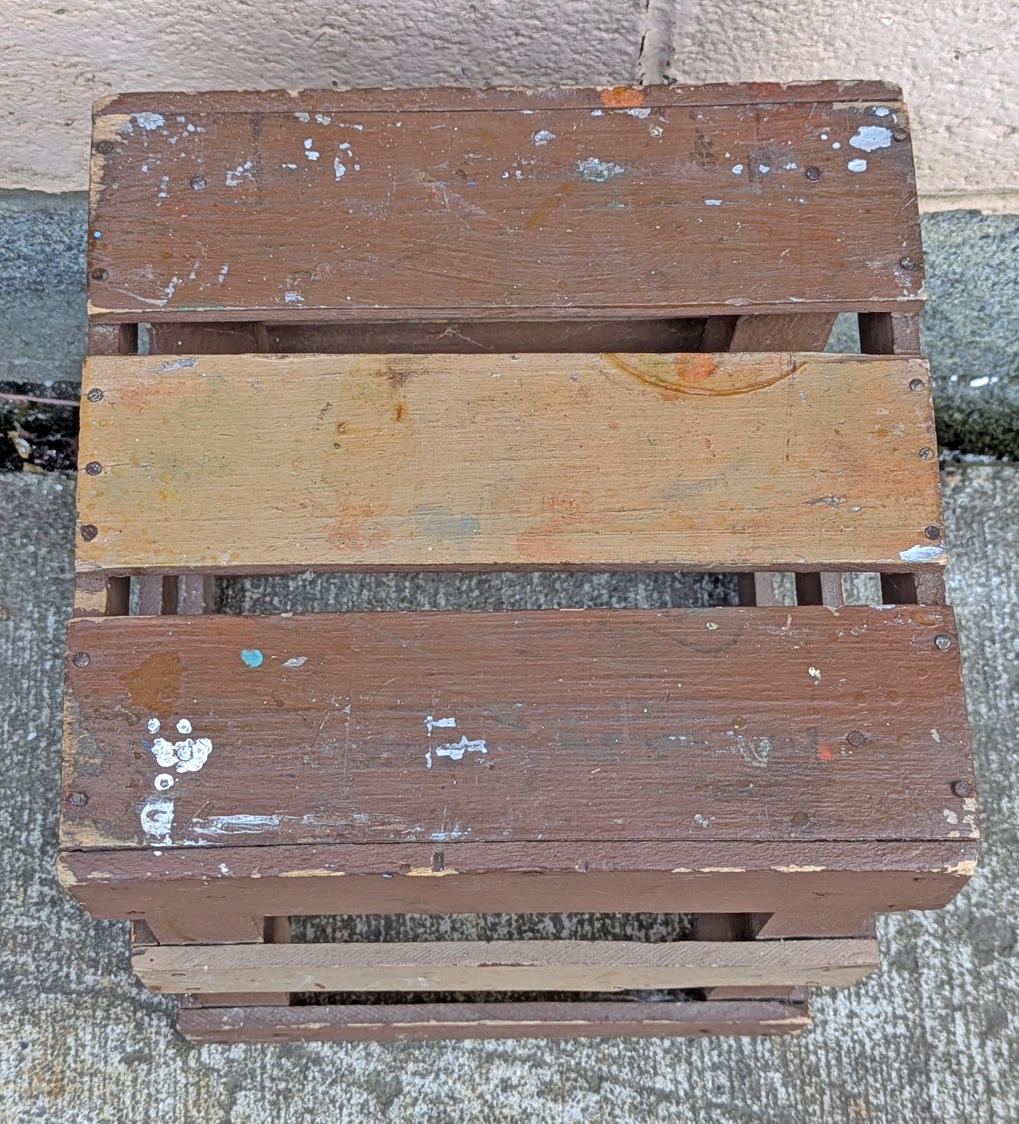 Vintage Antique Old Reclaimed Salvaged SOLID Wood Wooden Crate Box Bin Table Foot Step Stool Plant Stand Side Accent Chair Seat Garden Bench