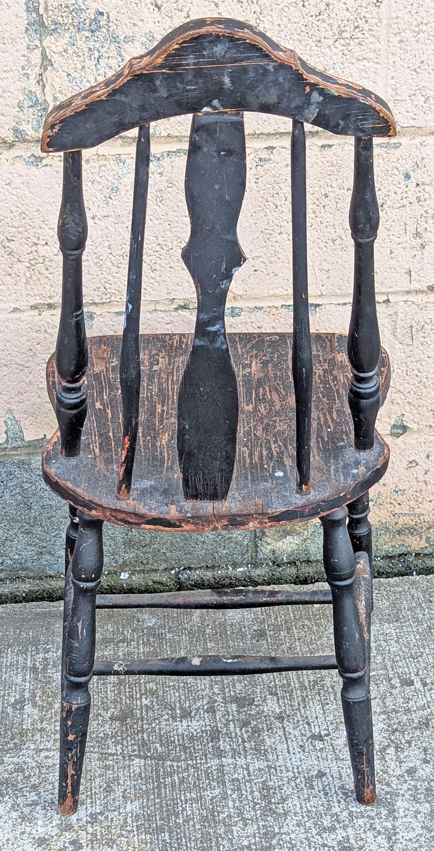 Antique Vintage Old Reclaimed Salvaged Shabby Chic Distressed Windsor Solid Hardwood Wood Wooden Spindle Back Dining Side Accent Chair