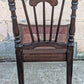 Antique Vintage Old Victorian Eastlake SOLID Wood Wooden Carved Side Dining Accent Desk Chair Caned Cane Seat